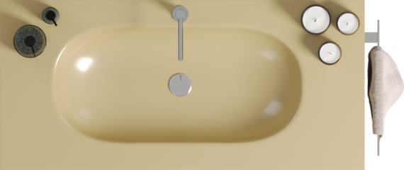 Top view of yellow Bathroom Counter Top - Sink