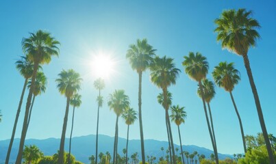 Obraz premium Palm Trees against a Sunny Sky