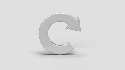 white 3D circular arrow icon on white backdrop