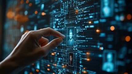 Digital interface hand selects profile data © Ali
