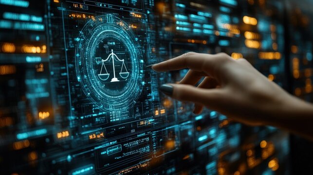 Digital scales justice futuristic interface