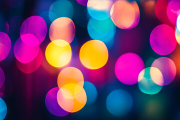Colorful bokeh lights creating a cheerful atmosphere at night event celebration