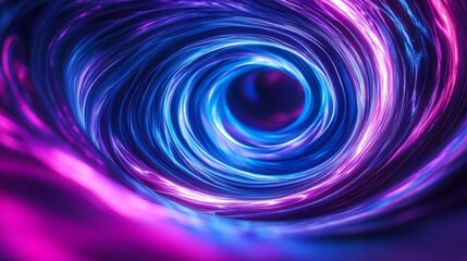 Hypnotic vortex of luminous waves, vibrant shades of purple and blue. generative ai