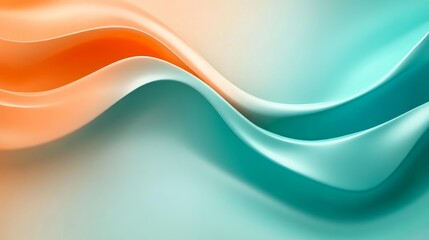 Obraz premium gradient teal and orange abstract background with smooth 3D hexagonal shapes and soft light reflections, sleek and futuristic design