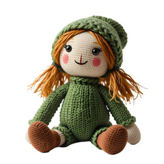 Knitted Green Doll Crochet Toy Amigurumi Pattern png