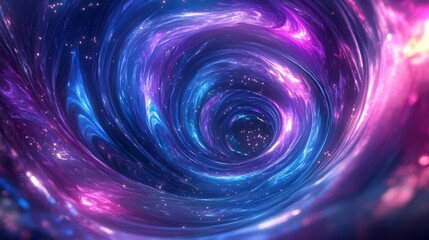 Hypnotic vortex of luminous waves, vibrant shades of purple and blue. generative ai