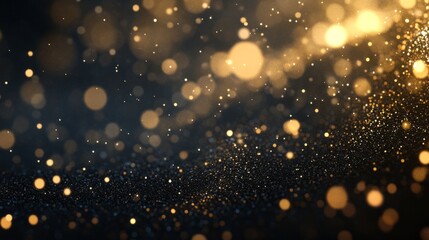 Fototapeta premium Luxury golden particles glowing on a dark background generative ai