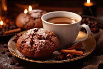 Cup of coffee with gingerbread cookies