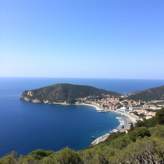 Fototapeta premium View of the coastal area of Cap d'Ail in the south of France