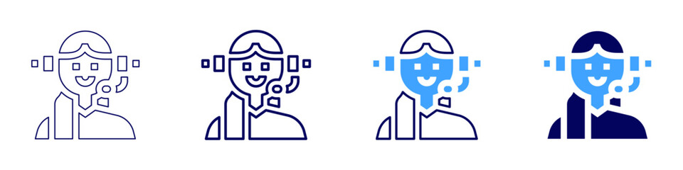 Support team​ icon in 4 different styles. Thin Line, Line, Bold Line, Duotone. Duotone style. Editable stroke