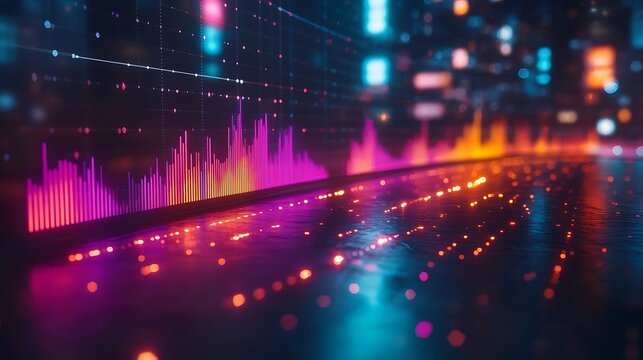 Abstract visualization of data and digital information displayed on a screen