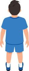 Fototapeta premium A young boy wearing a blue athletic outfit standing still, showcasing minimal design style in vector art