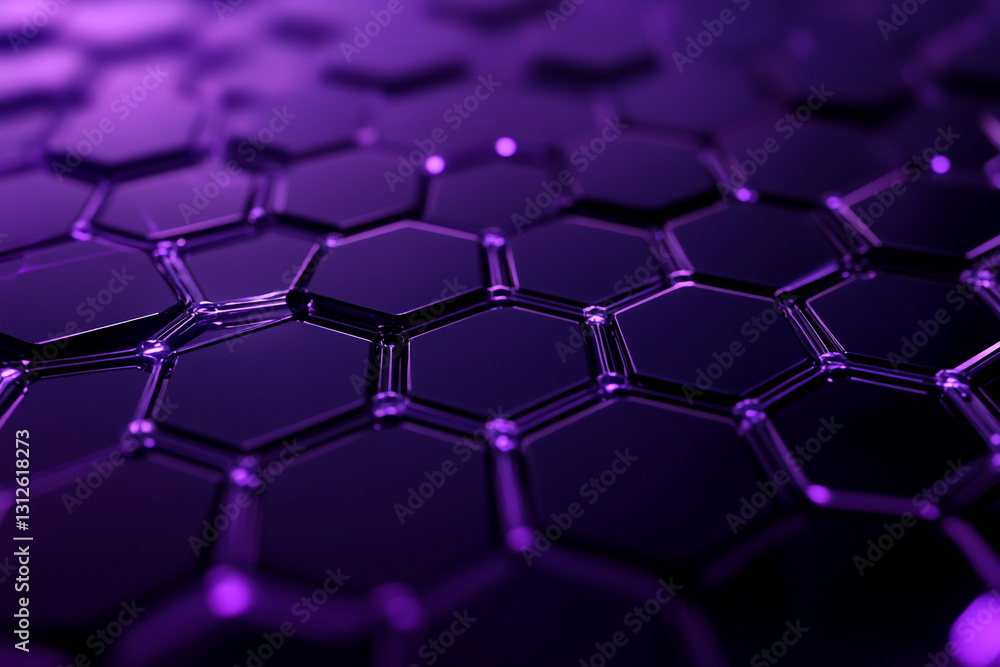 Poster hexagonal structures create a mesmerizing pattern in vibrant purple tones