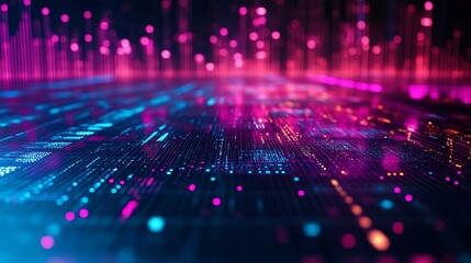 A vibrant data network with many colorful illuminated details