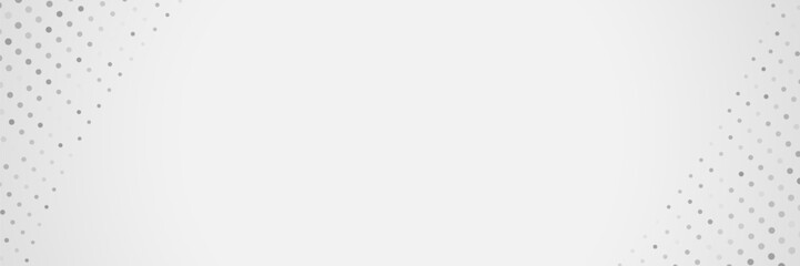 Grey dots scatter on white banner background