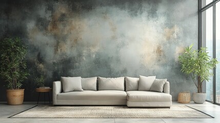 Modern sectional sofa in serene living room