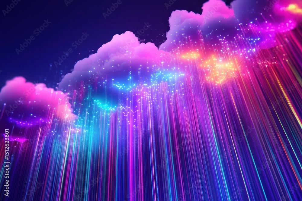 Poster colorful abstract lights and clouds create a dreamy atmosphere in a digital universe