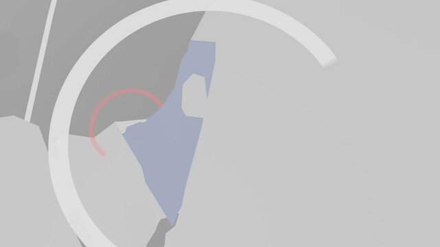 Spinning globe zooms into the Gaza Strip &ndash; a geopolitical and news concept. Create a looping video clip between seconds 6 and 22