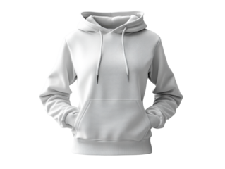 stylish white hoodie with front pocket and drawstring hood, perfect for casual wear