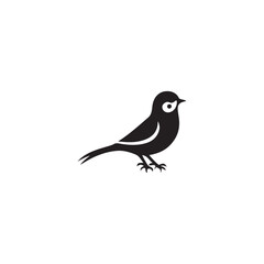 Fototapeta premium vector illustration of a bird.Simple Silhouette of a Bird.This is a stylized, black silhouette of a small bird, likely a sparrow or finch, positioned in profile view.