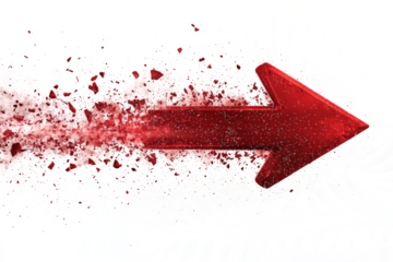 Dynamic red arrows dissolving into particles