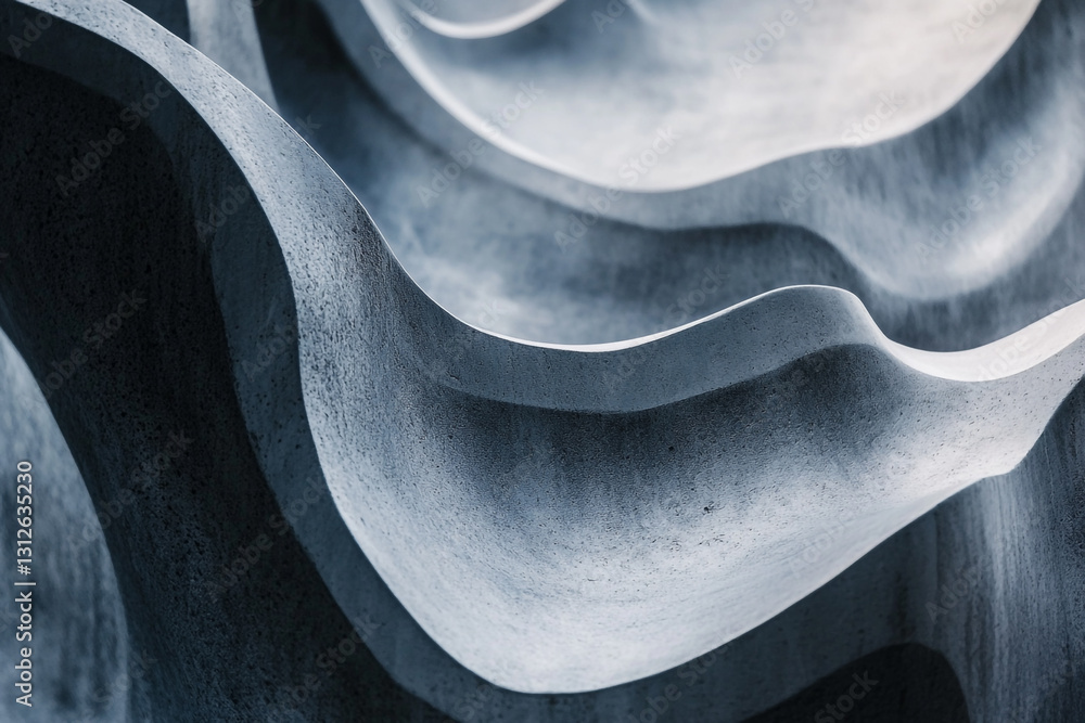Poster abstract wave-like texture with smooth contours in a monochromatic hue