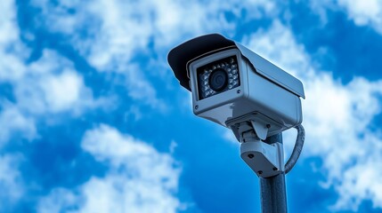 Modern CCTV Camera Concept with Low Poly Wireframe Design
