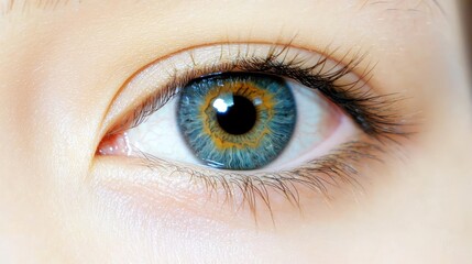 Obraz premium Close Up of a Blue and Brown Human Eye with Long Eyelashes