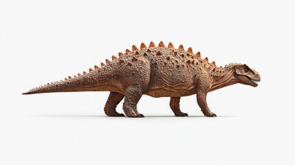 Pixel Art Dinosaur 3D Render: Brown and Orange Reptile on White Background