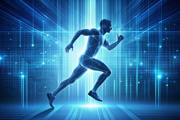 Fototapeta premium vector digital man running