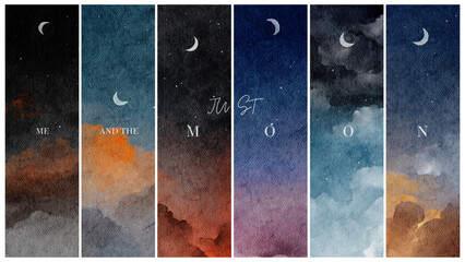 White Watercolor To The Moon. moon .  Desktop Wallpaper  © ndophel