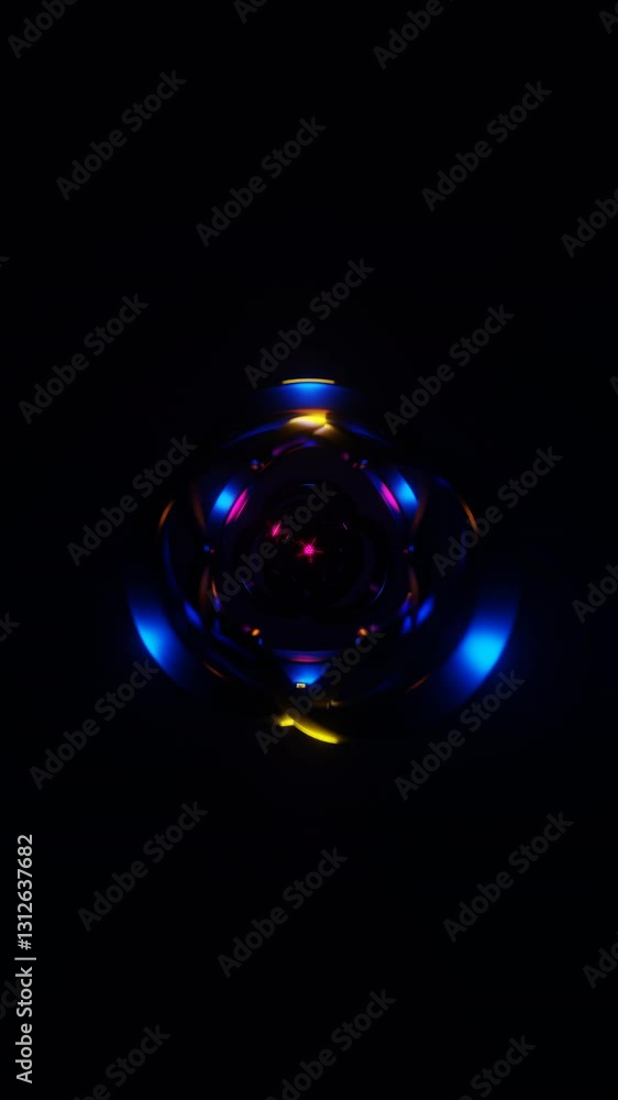 Poster vertical video of dynamic neon patterns forming a futuristic seamless animation