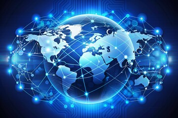 Naklejka premium Futuristic global network technology vector