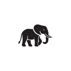 Obraz premium Simple black silhouette of an elephant.A clean, bold black silhouette of an elephant walking, suitable for logos, icons, or general animal-related design projects.
