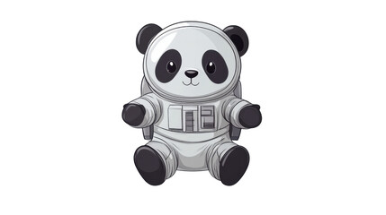 Fototapeta premium Cute panda astronaut floating in space with transparent background
