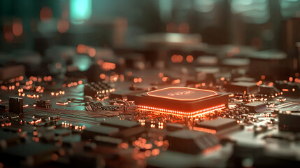 Obraz premium A close up photograph of a computer circuit board and processors