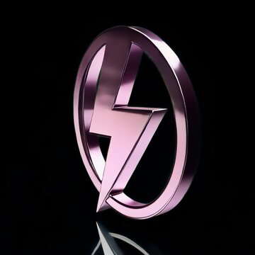 Metallic pink lightning logo animation isolated asset, transparent 4K video, alpha channel, ProRes 4444