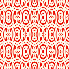 Seamless pattern with symmetric geometric ornament. Circles and stars abstract background. Abstract repeated spheres and circuit lines wallpaper. Vector illustration