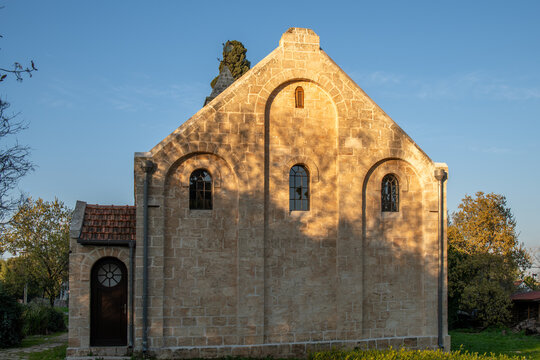 The old Waldheim Church built by in the Templar style by Germans in Alonei Abba in Israel.
