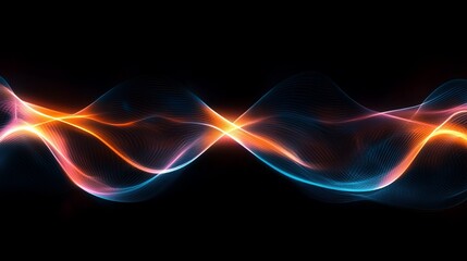neon cosmic waveforms with glowing cyan and orange tones, high resolution, futuristic and sleek design, artistic and minimalistic, smooth and flowing cosmic design