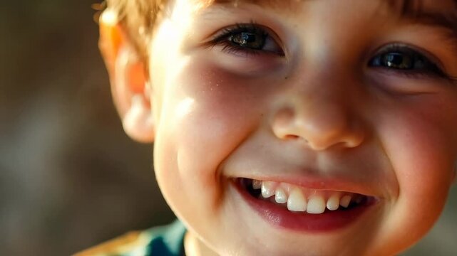 Adorable young boy expressing pure joy and happiness, radiating positivity with his charming dimples