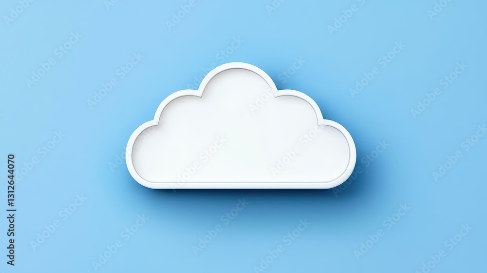 Poster futuristic cloud computing infrastructure with minimalist design on soft blue background
