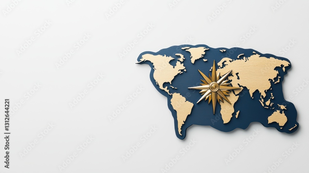 Aufkleber compass over world map symbolizing global navigation with unique design elements