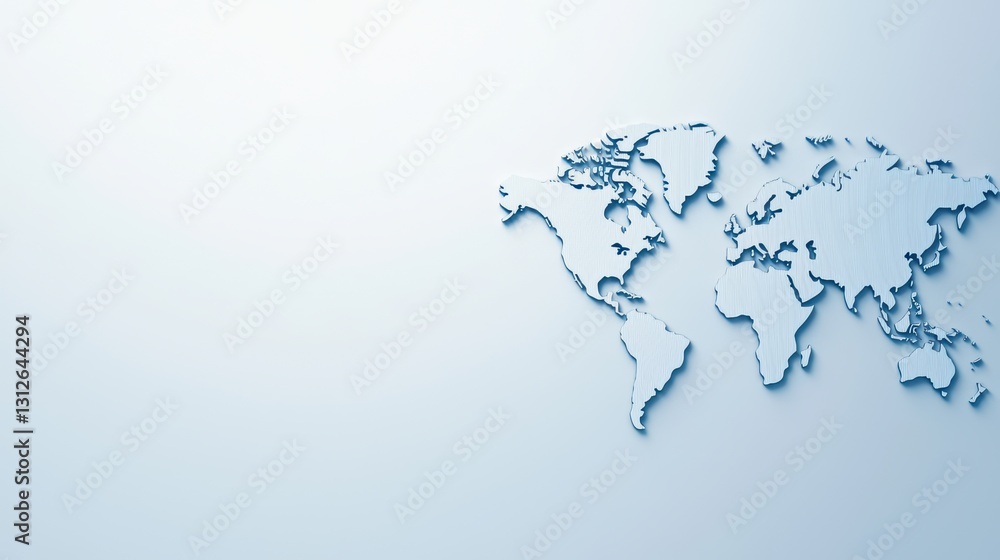 Aufkleber compass symbolizing global navigation over a map of the world in soft blue tones