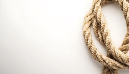 Hemp rope on white background. Organic material
