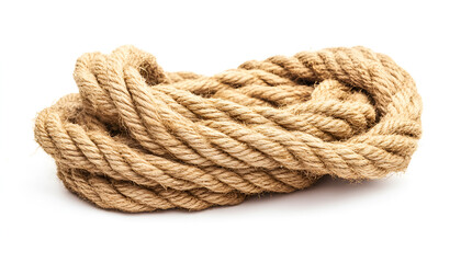 Fototapeta premium Hemp rope on white background. Organic material