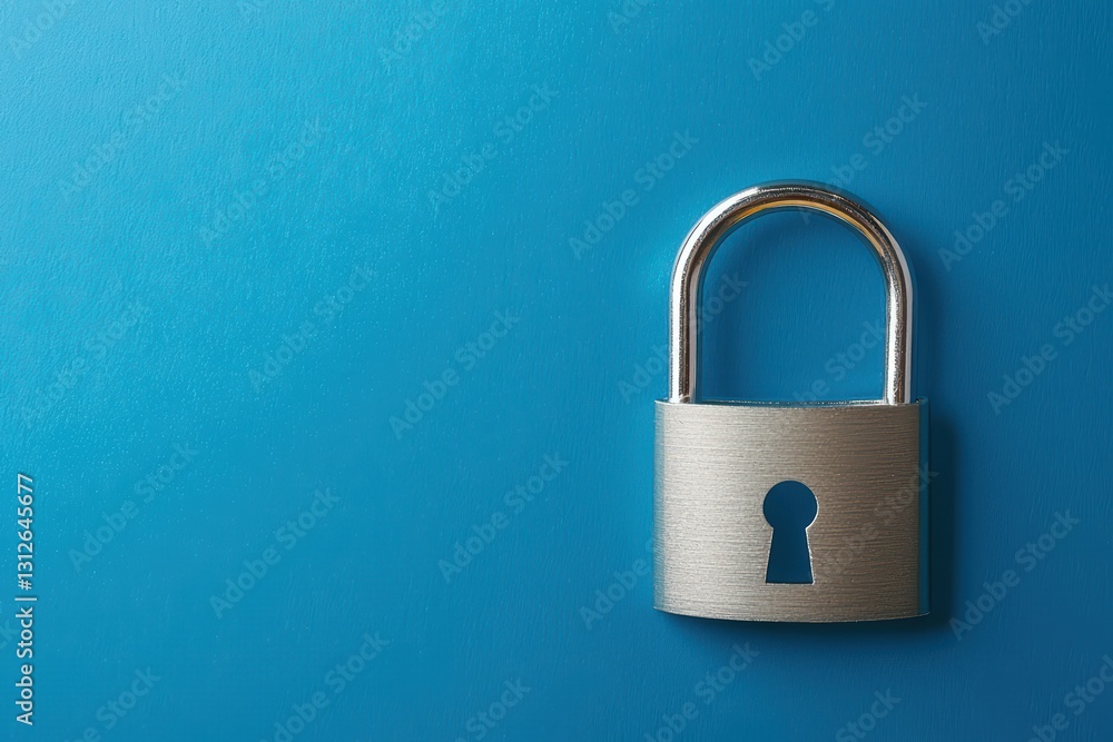 Aufkleber secure lock symbolizing cybersecurity and data protection concept on blue background