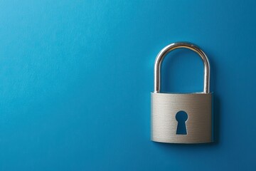 Naklejka premium Secure Lock Symbolizing Cybersecurity and Data Protection Concept on Blue Background