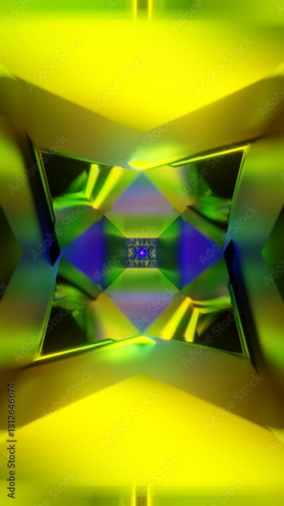Poster vertical video of strobe-lit abstract vortex forming a seamless geometric loop