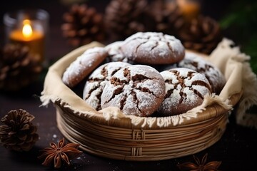 Sweet cookies in a basket